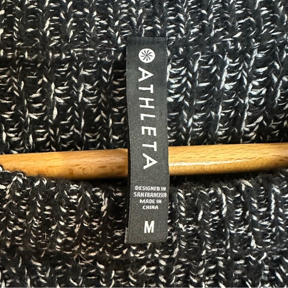 Athleta Sierra Crew Neck Sweater Wool Blend Black Marl Women’s Medium Relaxed - Picture 7 of 9